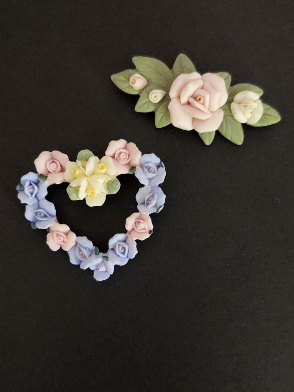 Pair of floral brooches